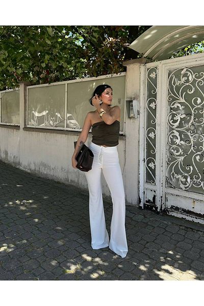 MY LİKA Scuba Crep Spanish Leg Buttoned Pants