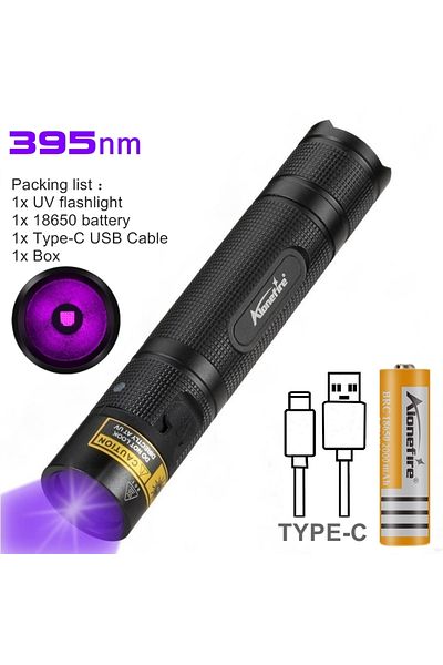 Choice 18650 Black 395-10w 10w 365/405nm Uv Flashlight Usb Rechargeable Ultraviolet Blacklight Torch Pet Ur