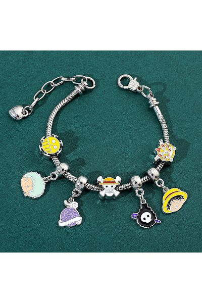 Hot Toys Sl249 One Piece Bracelets Anime Figure Monkey D. Luffy Pirate Beads Chains Diy Charms Bracelet For W