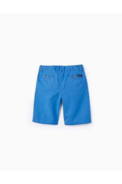 Ziddy Cotton and Linen Chino Shorts for Boys 'Long', Blue