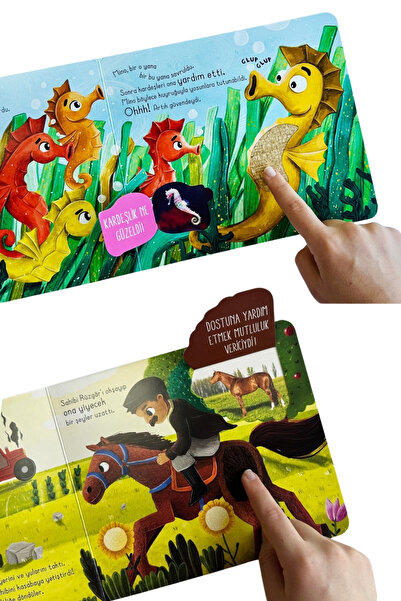 Sincap Kitap İlk Dokun Hisset Kitabım-Çöl/Okyanus/Orman/Çiftlik 4'lü Set+Hediye SmileyBaby Yırtıcı Anaokul Çanta