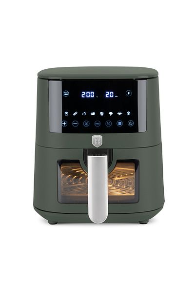 Berlinger Haus Friteuză cu aer BerlingerHaus - Colecția Verde Mat, 5L, Digitală, LED, 1400W, Verde, Fereastră