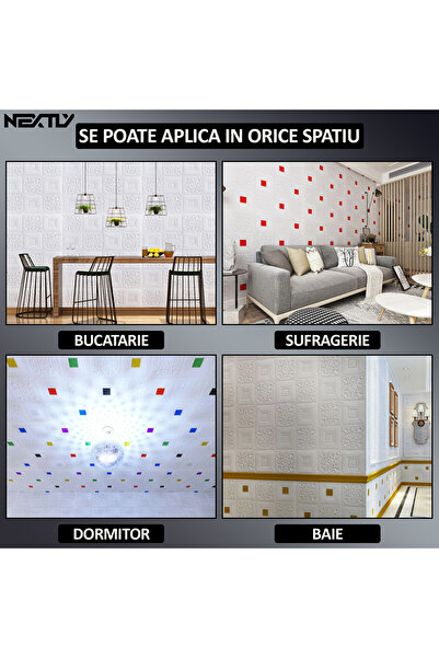 NEXTLY Set of 20 X 3D Self-Adhesive Wallpaper, For Ceiling/Wall, Brick Design, Waterproof, Adjustable