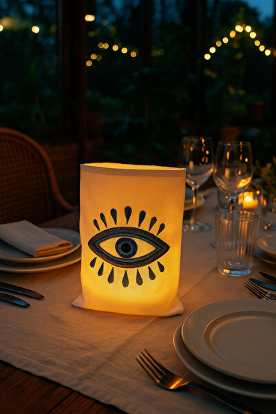 Arma House Devil Eye Romantik Nazar Keten Mumluk