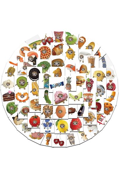 Choice 69pcs 69pcs Funny Meme Cat And Food Cute Graffiti Stickers For Toy Luggage Laptop Ipad Skateboard Ph
