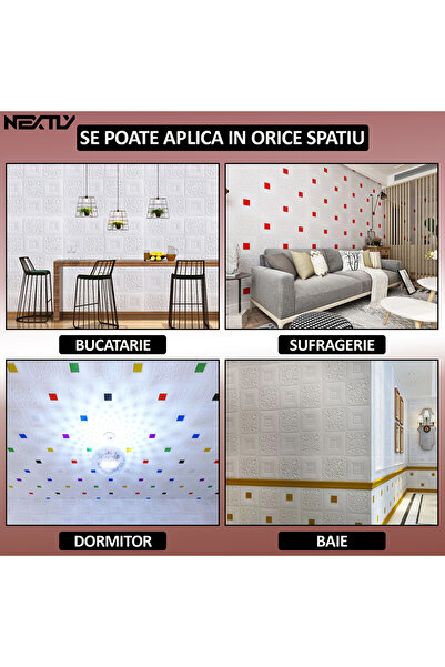 NEXTLY Set of 30 Self-Adhesive 3D Wallpaper, Wood/Parquet Design, For Wall Or Ceiling, Waterproof