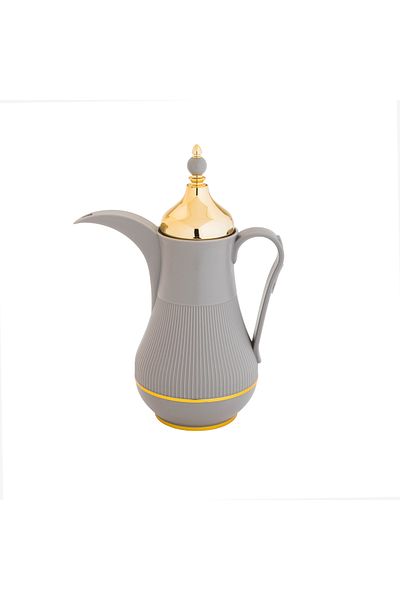 Alaska Alaska Dallah Thermos, Light Grey with Gold, 1 Liter