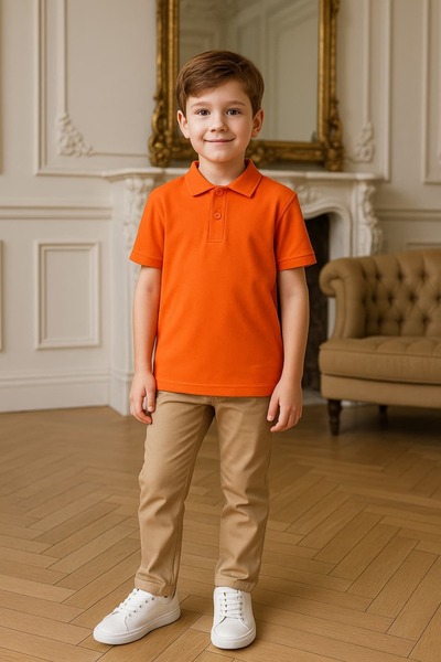 Mcrkids Polo Yaka Kısa Kol TURUNCU  Okul Tşörtü