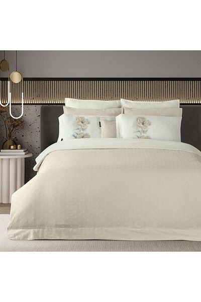 Sarev Lorent Ecru King Size (King Size) 100% Cotton Duvet Cover Ecru