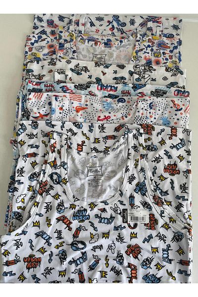 H&S STORE Boy's 6-Pack Tank Top Patterned Fun and Comfortable