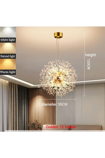 Choice Warm White 220v Golden 55cm Modern Dandelion Led Lighting Pendant Lights Living Room Dining Room Bed