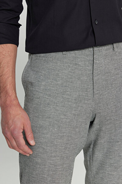 ALTINYILDIZ CLASSICS Pamuklu Keten Comfort Fit Rahat Kesim Beli Lastikli Yan Cep Siyah Pantolon