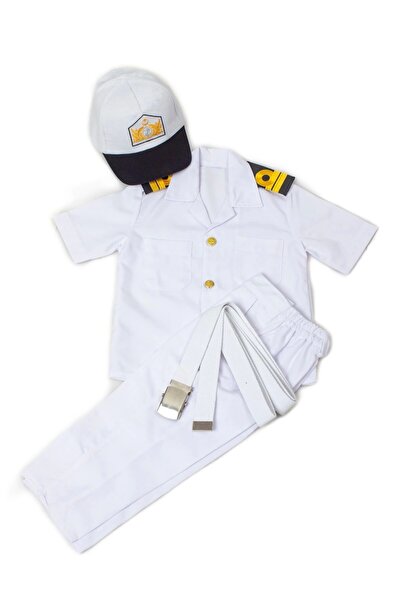 İZMİR ASKERİ MALZEME Kisa Kollu Sapkali Yuzbasi Cocuk Kiyafet Beyaz Denizci K...