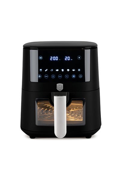 Berlinger Haus Friteuză cu aer BerlingerHaus - Colecția Matte Black, 5L, Digitală, LED, 1400W, Neagră, Fereastră
