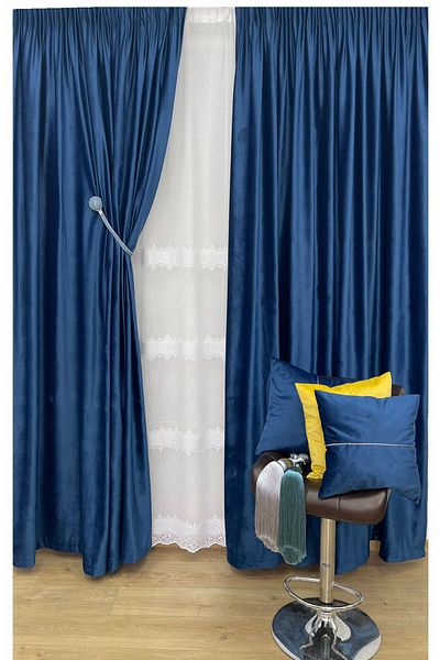 Liz Line Set doua draperii catifea bleumarin, colectia "Velvet" by LIZ LINE 2x250x245cm cu rejansa DR22225