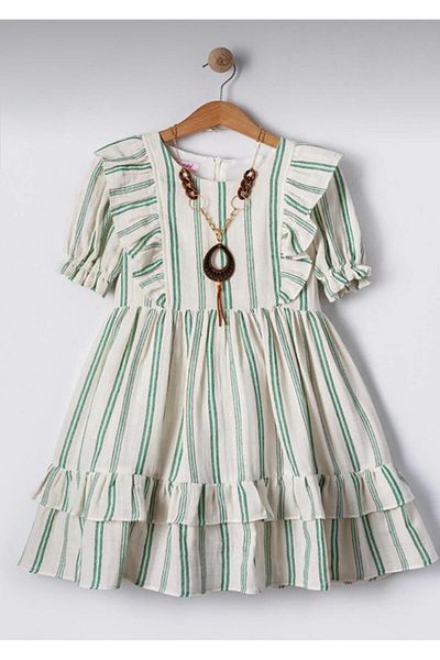 Pasur Bebe ROCHIE DE FATA CU MANECĂ SCURTĂ DE MUSLINĂ CU COLIER CU CULOARE