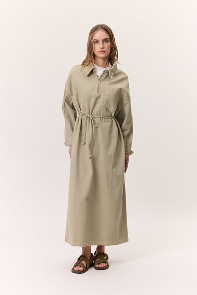 Manuka Denim Dress with Collar Detail Çağla
