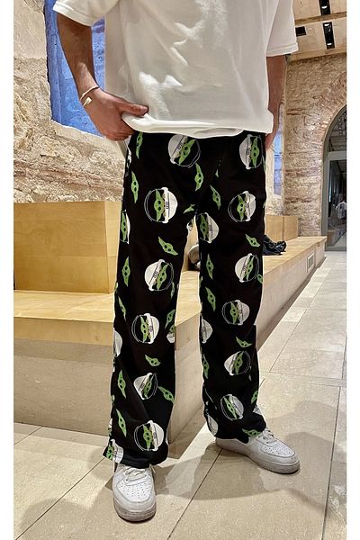 1blood Baby Yoda Printed Oversize Μαύρο Φαρδύ Φούτερ