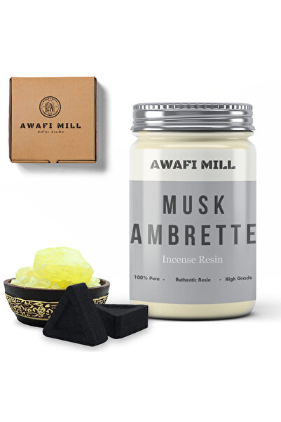 AWAFI MILL مسك مغربي مع أقراص فحم مثلثة - زجاجة 100 جرام مع 20 قطعة فحم