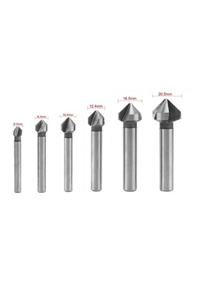 Choice6 6 قطع 1/6 قطع مثقاب غاطس ثلاثي الأخاديد أدوات تشطيب بزاوية 90 درجة قا...