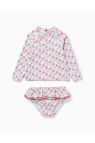 Ziddy T-shirt + Bikini Bottom UPF80 for Girls, White