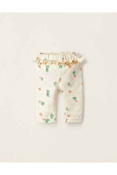 Ziddy Trousers for Newborn Girls 'Legumes and Vegetables', Beige