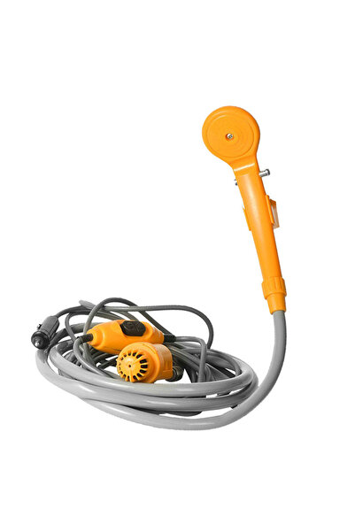 Choice طقم دش خارجي أصفر 12 فولت مع مضخة مياه وكابل بطول 6 أمتار وولاعة سجائر