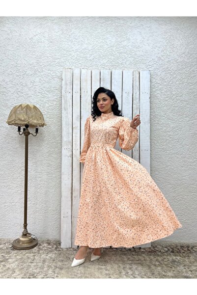 KÜÇÜĞÜM BUTİK Φόρεμα Hijab Salmon Daisy Flared Poplin