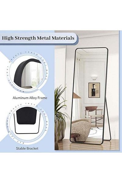 COOYA Full Length Mirror 150X40Cm,With Aluminum Alloy Frame Free-Standing Leaning For Living Room,White