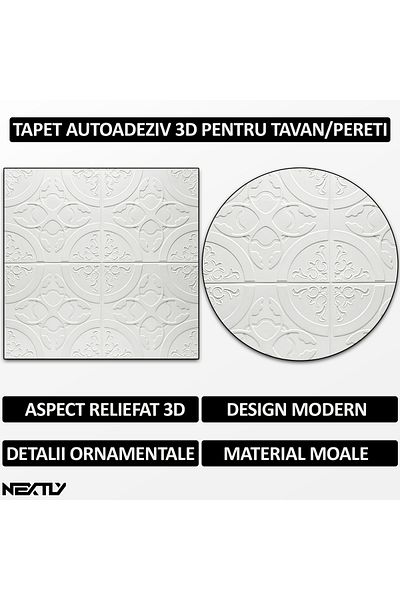 NEXTLY Set 50 X Tapet Autoadeziv 3d , Pentru Perete Sau Tavan, Waterproof, Ajustabil, Suprafata
