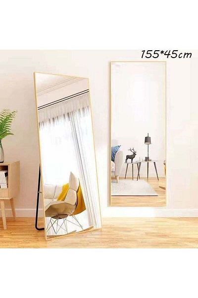 COOYA Full Length Mirror 155X45Cm,With Aluminum Alloy Frame Free-Standing Leaning For Living Room,Gold