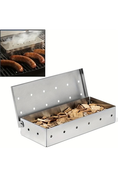 Choice صندوق تدخين من الفولاذ المقاوم للصدأ من سموك بوكس لشواء الغاز، ومدخن رقائق الخشب، ومدخن اللحوم، وأداة طبخ خارجية