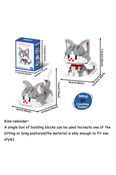 Choice8 قطة رمادية وبيضاء في حقيبة ، شكل مزدوج، سلسلة حيوانات أليفة، نموذج صغ...