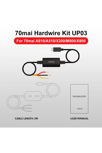 Choice Black Up03 Hardwire Kit Parking Surveillance Cable Only For 70mai Dash Cam M500/omni X200/x800/a810/