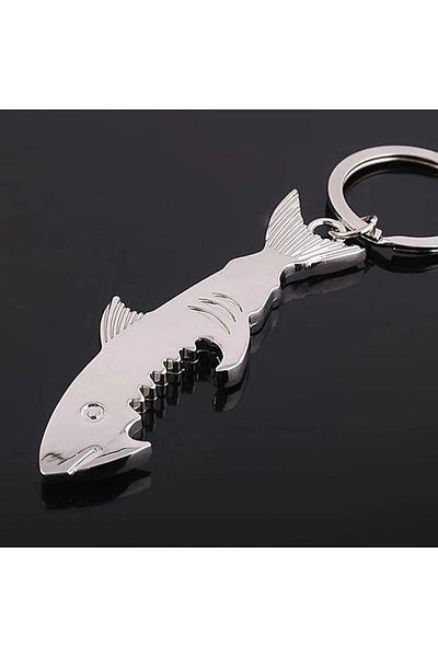 Choice A Shark Shaped Bottle Opener Keychain Shaped Zinc Alloy Silver Color Key Ring Beer Bottle Opener Un.