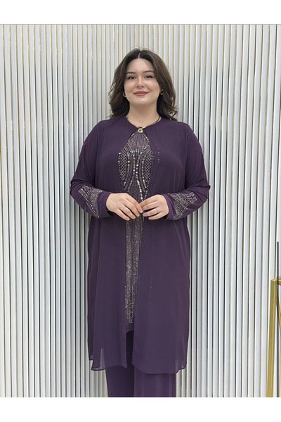 GK بدلة تونيك مقاس كبير مع حجر الضغط