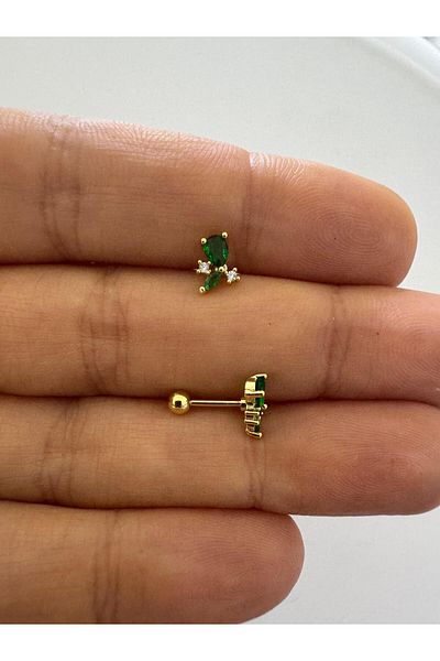 Arescollection 1 Pc Zircon Stone Helix Tragus Lobe Matched Piercing Earrings