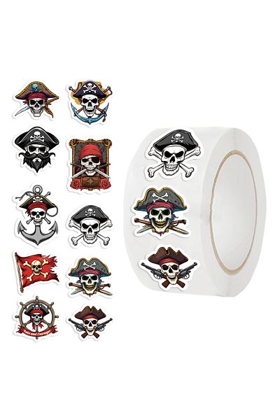 Choice 500pcs All 500pcs/roll Cartoon Pirate Sea Raider Logo Sealing Sticker Diy Pvc Laptop Decals Decorati