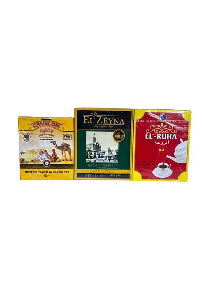 Camelon (Fbop) 450 g / El Zeyna (Std 1445) 450 g / El Ruha (Pekoe) 400 g Triple Imported Tea Package