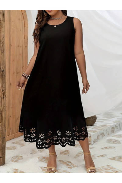 Modayakamoz Νέα σεζόν Γυναικεία φούστα με λέιζερ κομμένο λουλουδάτο φόρεμα μεγάλου μεγέθους Midi μήκους κρεπ