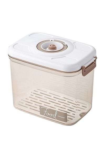 MOJOYCE 2.7L Food Vacuum Storage Box with Removable Drain Plate Fresh Container Airtight Fridge Organizer fo
