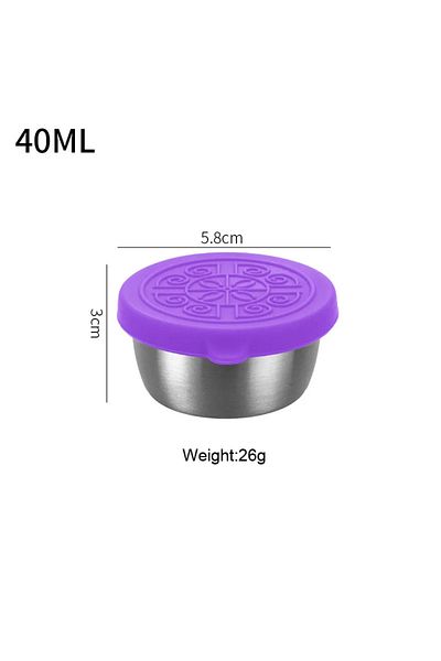 Choice Purple 1pc Salad Dressing Container With 1.35oz/40ml Reusable Stainless Steel Cup And Leakproof Sili