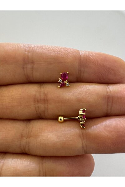 Arescollection 1 adet zirkon taşlı helix tragus lobe uyumlu piercing küpe