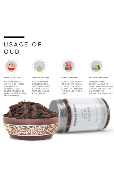 AWAFI MILL Oud Chips | Agarwood Chips - Bottle of 100 gram / 3.5 Oz