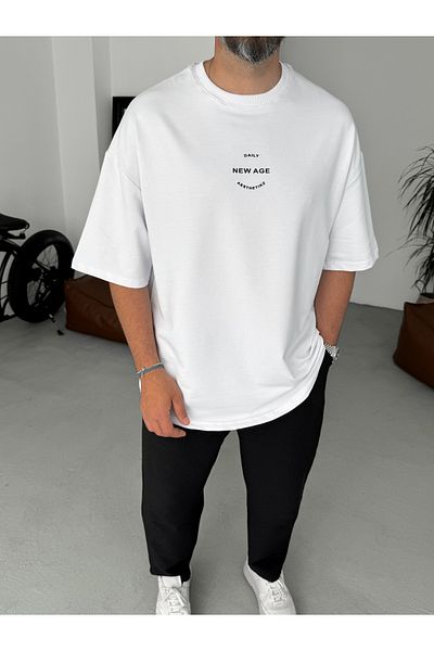 BYBASICMAN White New Age Embossed Two Thread T-Shirt By-066