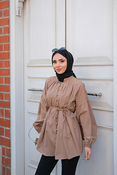 LOCCO Γυναικείο πουκάμισο με μπαλόνι με δεμένη μέση βιζόν