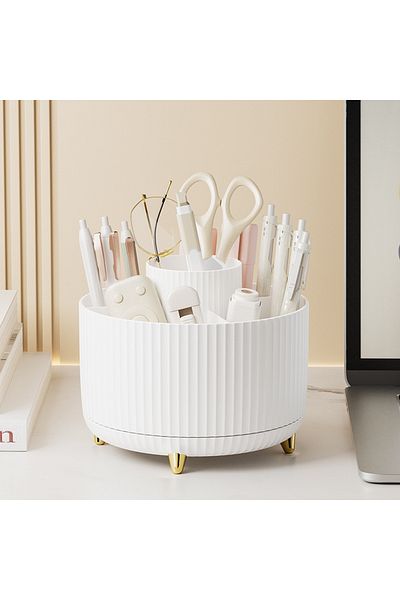 Choice White 360° Rotating Makeup Tool Storage Box Desktop Organizer Cosmetic Brushes Holder Lipstick Eyebr