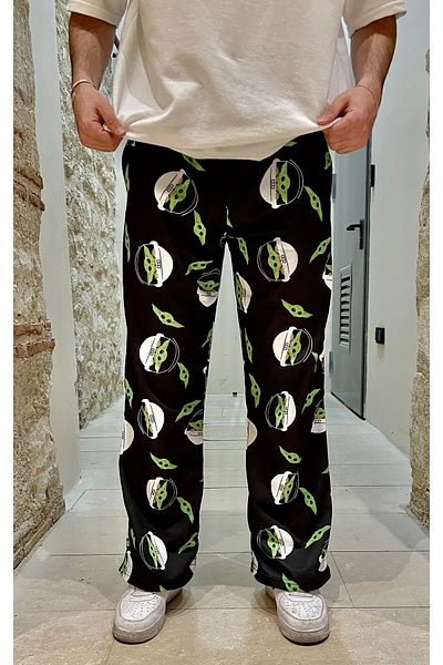1blood Baby Yoda Printed Oversize Μαύρο Φαρδύ Φούτερ