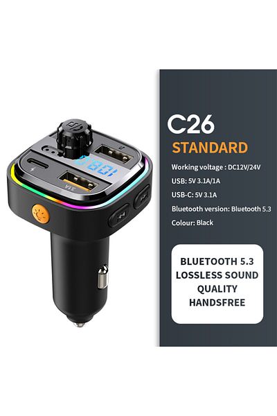 Choice Black Car Mp3 Wireless Speaker Multi-function Car Mp3 Player Dual Usb Type-c Car Charger Fast Charge