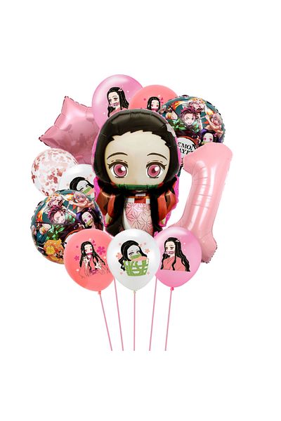 Choice Other NO.1 12Pcs Cartoon Demon Slayer Party Decor Globos Kamado Tanjirou Nezuko Balloon Anime Theme